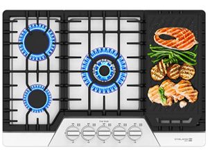 موقد غاز 30 بوصة ، GASLAND Chef PRO GH3305SF 5 شعلة موقد غاز مع شواية / صينية عكسية من الحديد الزهر ، مقبس سطح كونترتوب غاز ، مواقد غاز NG / LPG قابلة للتحويل ، فولاذ مقاوم للصدأ