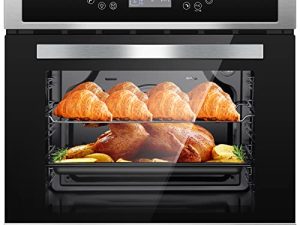 فرن حائط واحد AMZCHEF 24 بوصة كهربائي مدمج مع 11 وظيفة ، 8 وصفات أوتوماتيكية ، 2800W ، 240V ، 2.5Cu.f فرن حائط حراري من الفولاذ المقاوم للصدأ ، تحكم باللمس ، مؤقت ، قفل أمان