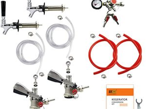 BACOENG طقم تحويل ثلاجة Kegerator مثبت بالباب ذو صنبور مزدوج بدون خزان